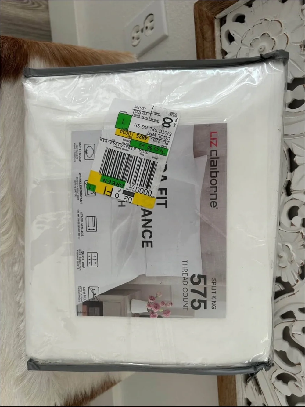 Liz Claiborne Ultra Fit Performance 575TC Sheet Set, Split King, Cool White